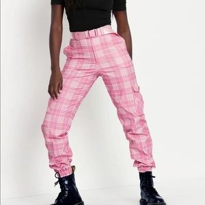 Blackmilk Plaid Pink Cargo Pants